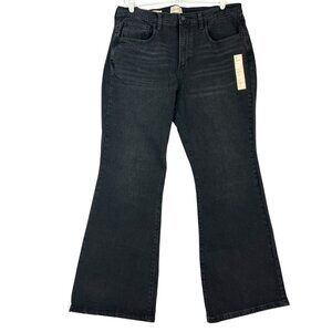 NWT Universal Thread Women's Stretch High Rise Flare Leg Black Denim Jean Sz 16R